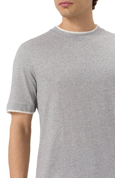 Футболка изо льна и хлопка BRUNELLO CUCINELLI, арт. MW8357427, фото 5