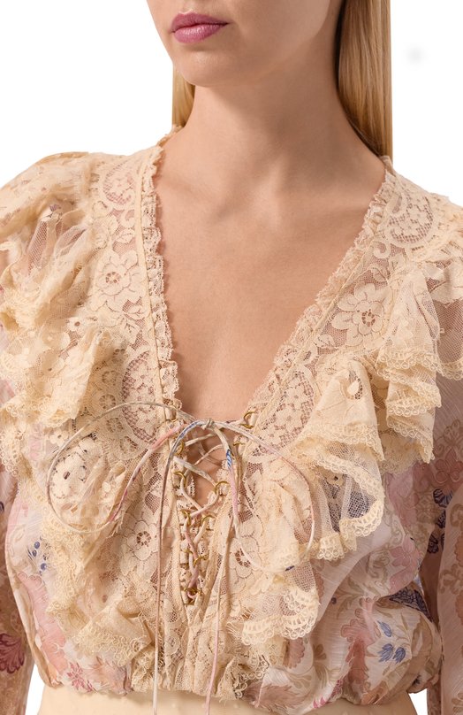 Блузка изо льна и шелка Zimmermann 7117TC261 Кремовый  7117TC261 Фото 5
