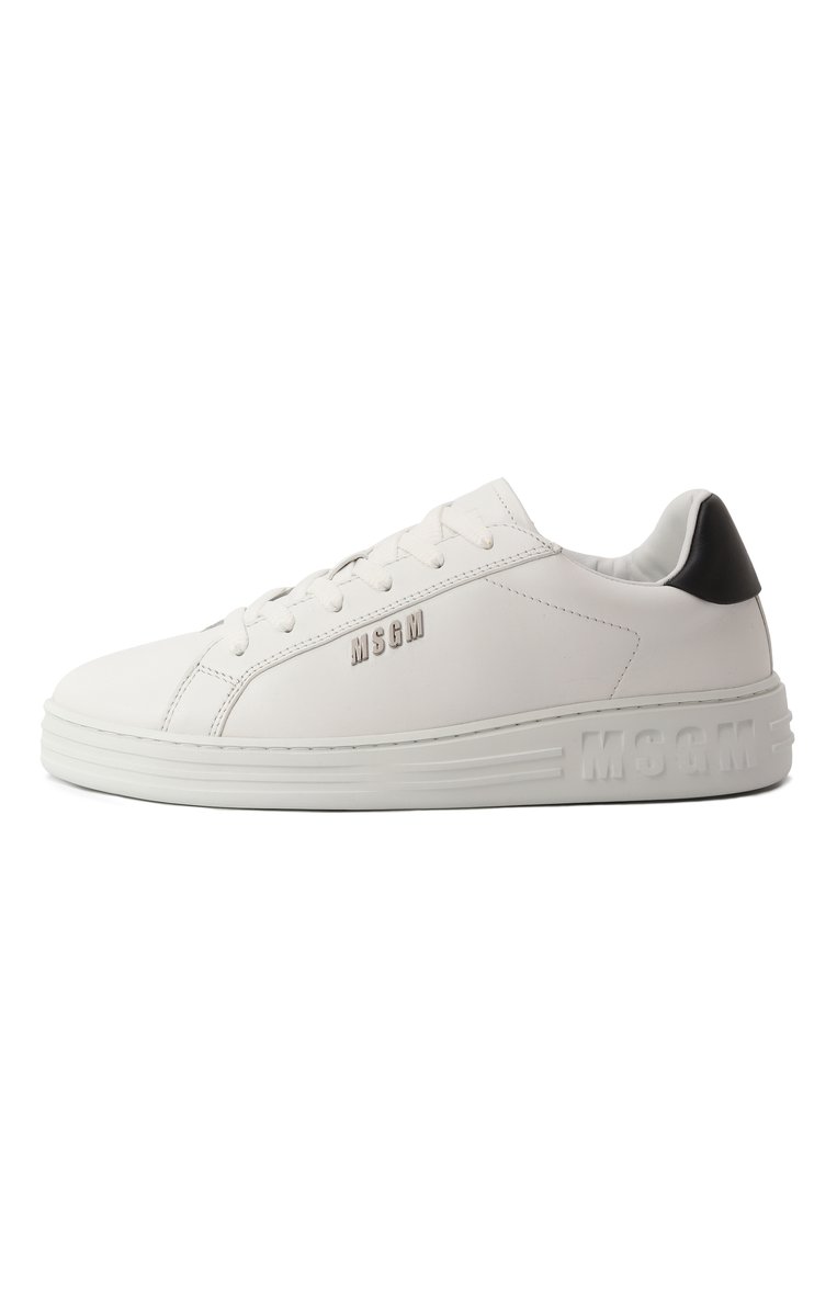 Женские кожаные кеды MSGM белого цвета, арт. 3841MDS506/787 | Фото 4 (Подошва: Платформа; Материал внутренний: Натуральная кожа; Драгоценные �камни: Проставлено; Материал сплава: Проставлено; Материал внешний: Натуральная кожа; Кросс-КТ: Низкие; Стили: Кэжуэл; Материал утеплителя: Без утеплителя)