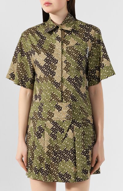 Хлопковое платье BURBERRY хаки цвета по цене 96550 руб., арт. 8014192, фото 3 Хлопковое платье BURBERRY, арт. 8014192, фото 3