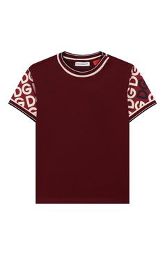 Детский хлопковая футболка DOLCE & GABBANA бордового цвета, арт. L1JT8A/G7TXE | Фото 1 (Статус проверки: Проверена категория; Кросс-КТ НВ: Футболка; Материал внешний: Хлопок; Нос: Не проставлено; Материал сплава: Проставлено; Ростовка одежда: 18 мес | 86 см, 24 мес | 92 см, 36 мес | 98 см, 6 мес | 68 см, 9 мес | 74 см, 12 мес | 80 см)