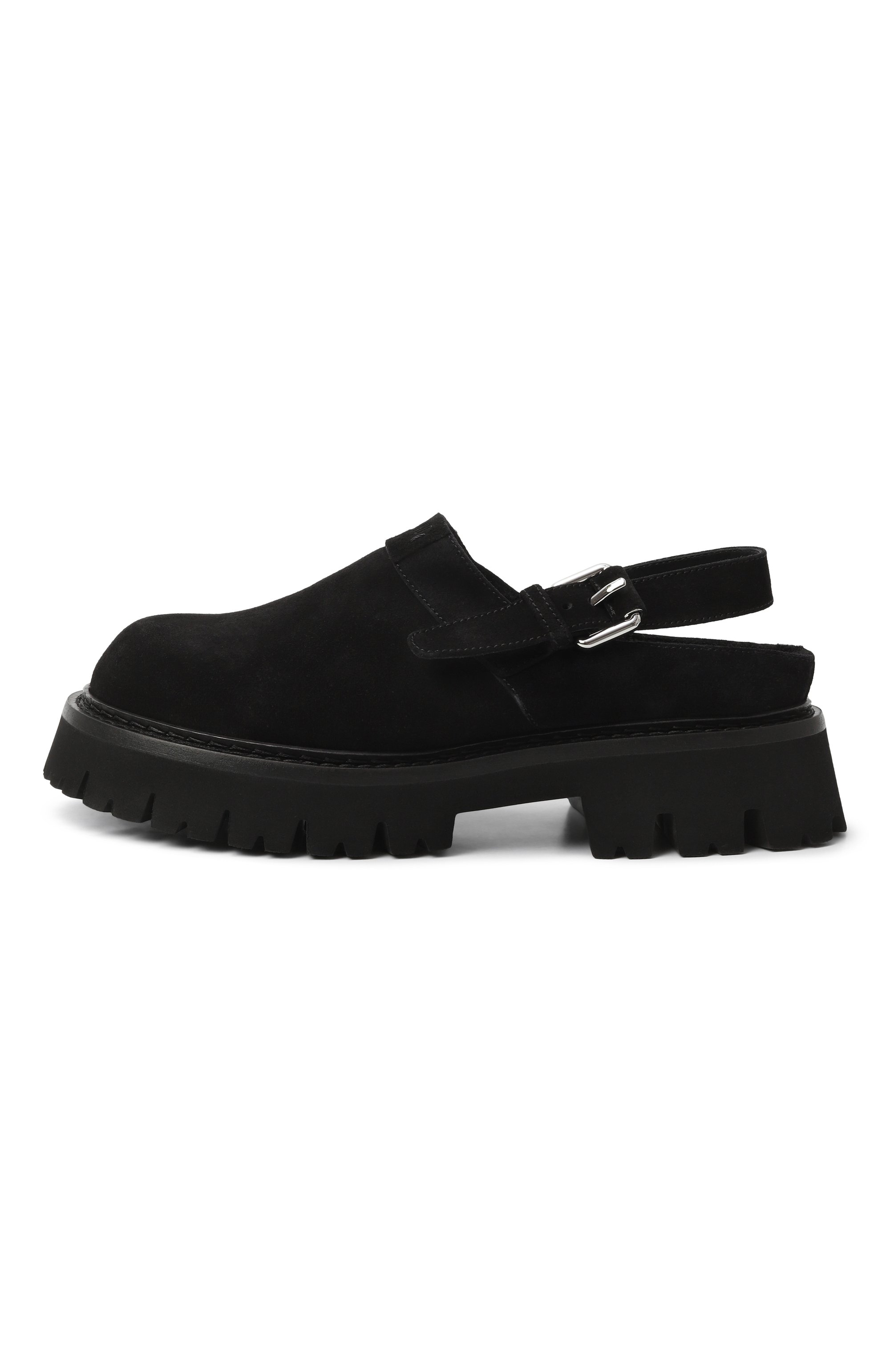 Замшевые сабо MOSCHINO черного цвета по цене 75900 руб., арт. MA10864H0N/ME0, фото 4 Замшевые сабо MOSCHINO, арт. MA10864H0N/ME0, фото 4