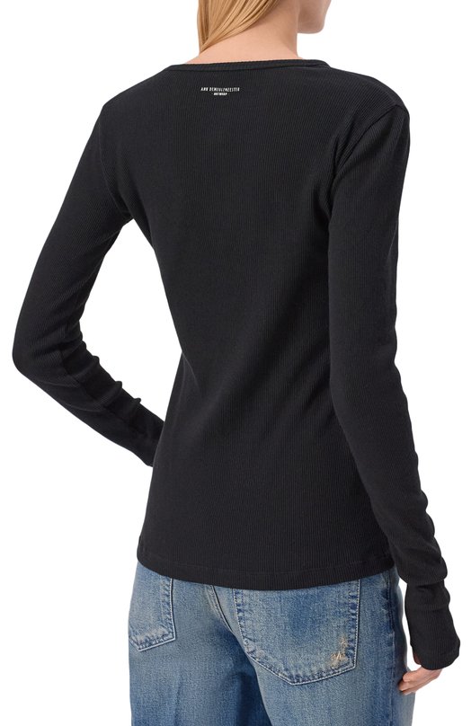 Хлопковый лонгслив Ann Demeulemeester B0013833/FA659 Чёрный  B0013833/FA659 Фото 4