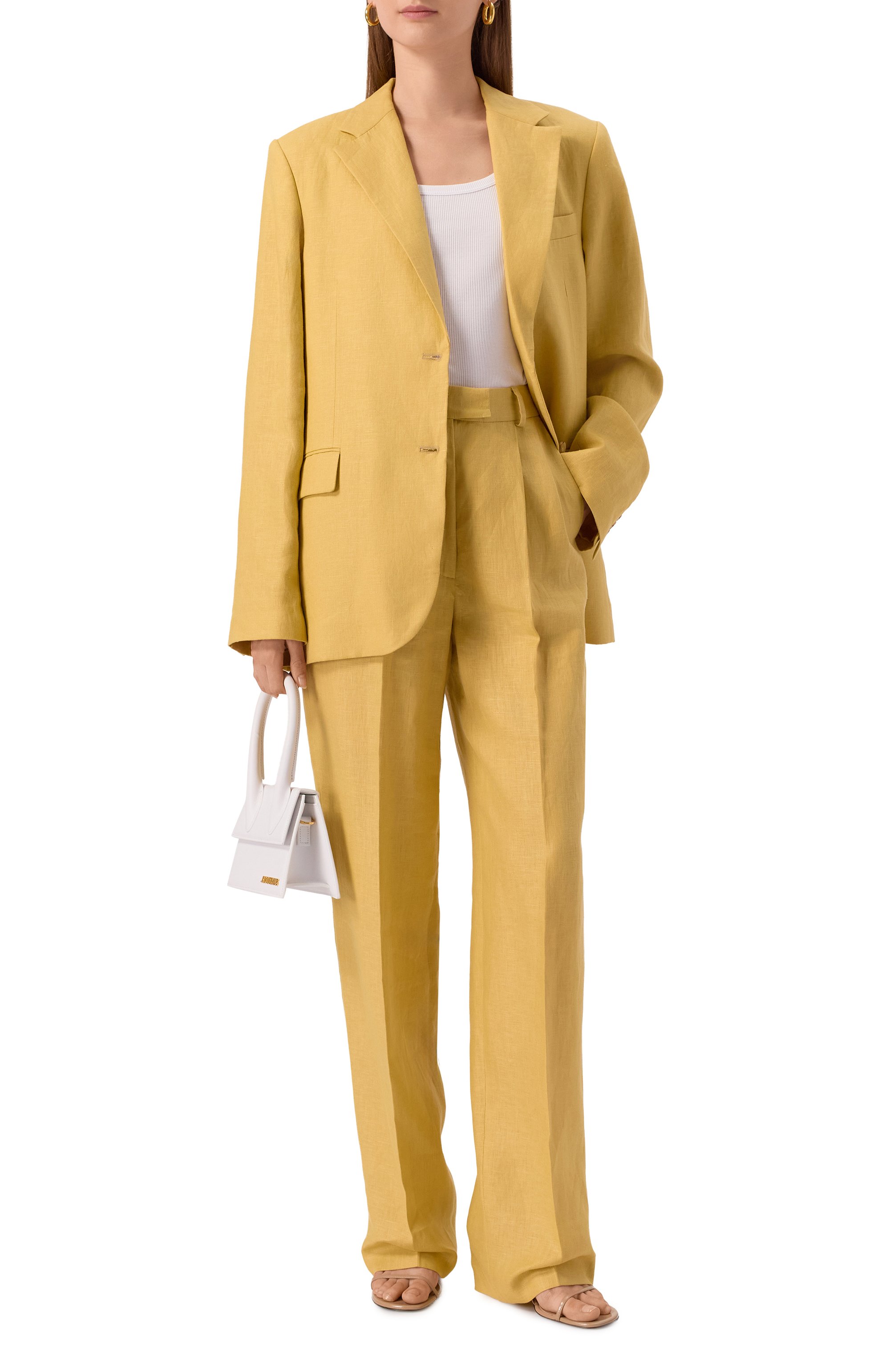 Льняные брюки SASHAVERSE желтого цвета по цене 59400 руб., арт. P016/TR/9108.803/SS25, фото 2 Льняные брюки SASHAVERSE, арт. P016/TR/9108.803/SS25, фото 2