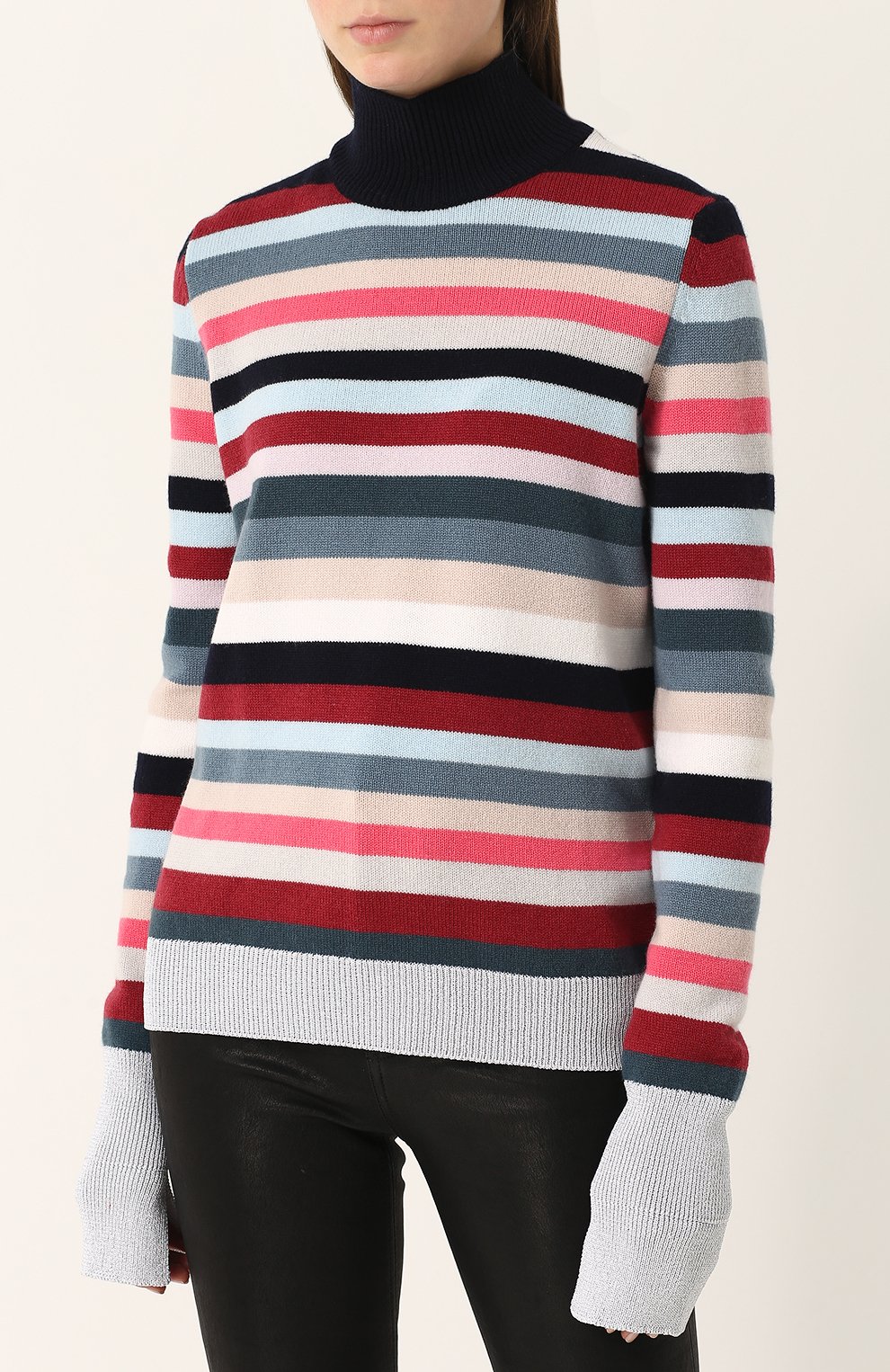 Шерстяной свитер в полоску с высоким воротником MRZ, арт. FW17-0700, фото 3