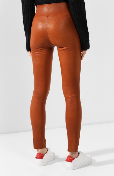 Кожаные легинсы SPRWMN коричневого цвета по цене 107000 руб., арт. ANK-003-L/ANKLE LEGGING, фото 4 Кожаные легинсы SPRWMN, арт. ANK-003-L/ANKLE LEGGING, фото 4
