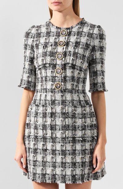 Платье DOLCE & GABBANA светло-серого цвета по цене 243500 руб., арт. F6E8RZ/FQMHE, фото 3 Платье DOLCE & GABBANA, арт. F6E8RZ/FQMHE, фото 3
