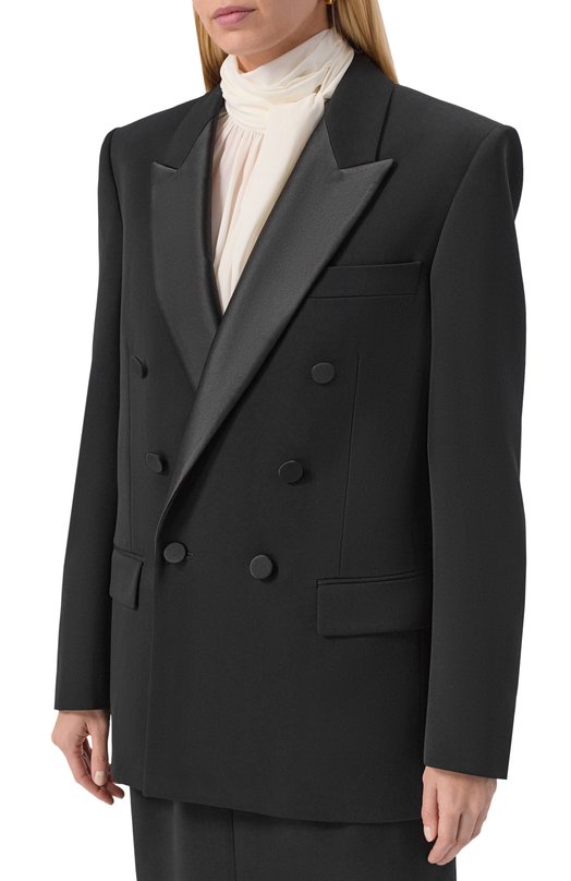 Шерстяной жакет Saint Laurent 837658/Y7E63 Чёрный  837658/Y7E63 Фото 3