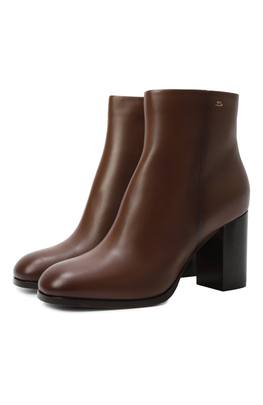Кожаные ботильоны Santoni WTNG71742HI3HDYL Коричневый WTNG71742HI3HDYL