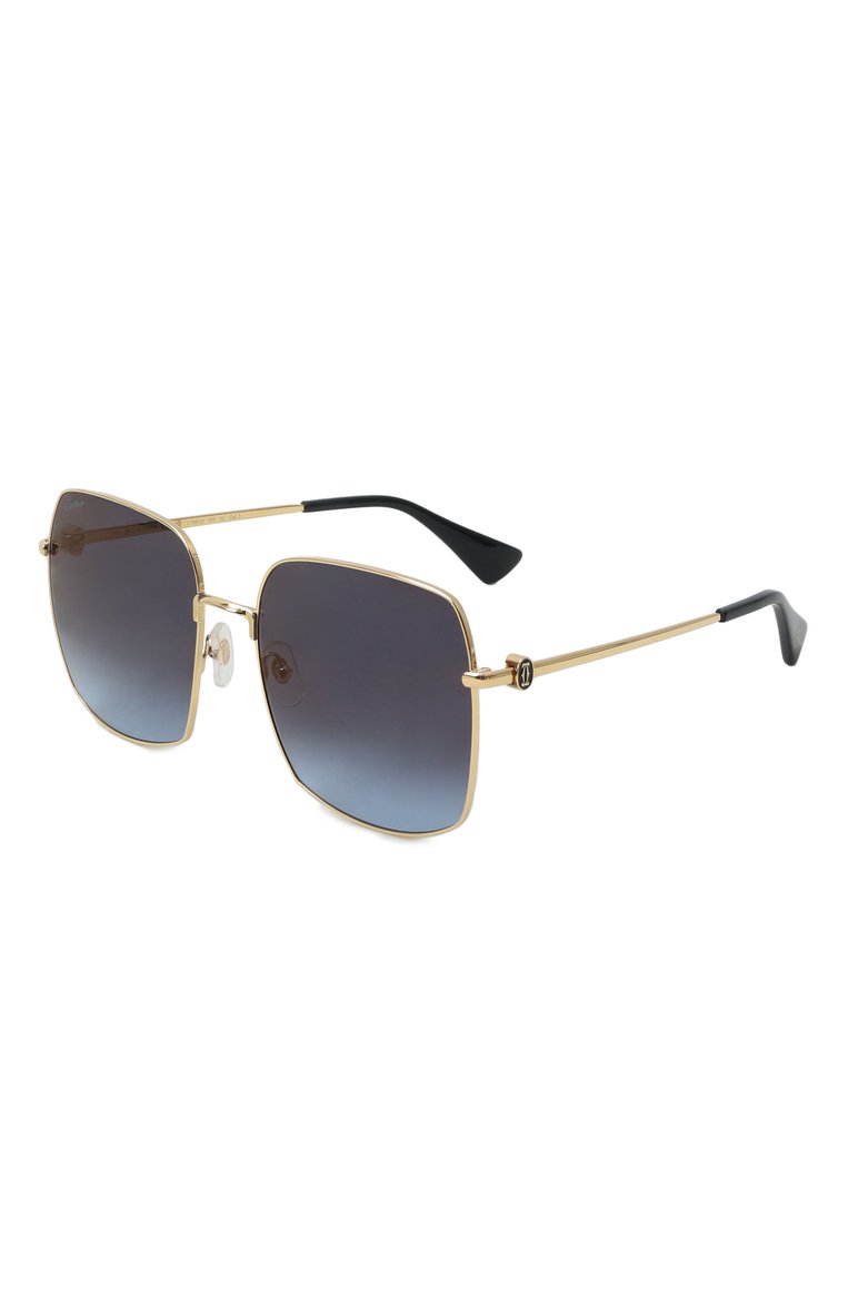 Женские солнцезащитные очки CARTIER синего цвета, арт. CT0401S 005 | Фото 1 (Нос: Не проставлено; Региональные ограничения белый список (Axapta Mercury): Не проставлено; Тип очков: С/з; Материал: Металл; Очки форма: Безоправные, Квадратные; Оптика Гендер: оптика-женское)