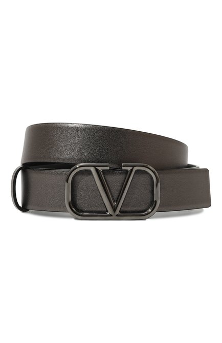 Женский двусторонний ремень vlogo signature VALENTINO серого цвета, арт. 5W0T0T15/FQQ | Фото 1 (Нос: Не проставлено; Материал: Натуральная кожа; Материал сплава: Проставлено)