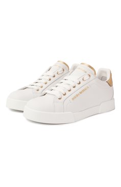 Женские кожаные кеды portofino DOLCE & GABBANA белого цвета, арт. CK1602/AN298 | Фото 1 (Материал внутренний: Натуральная кожа; Подошва: Платформа; Статус проверки: Проверена категория; Материал утеплителя: Без утеплителя; Региональные ограничения белый список (Axapta Mercury): RU; Стили: Кэжуэл; Драгоценные камни: Проставлено; Материал сплава: Проставлено; Материал внешний: Натуральная кожа; Кросс-КТ: Низкие)