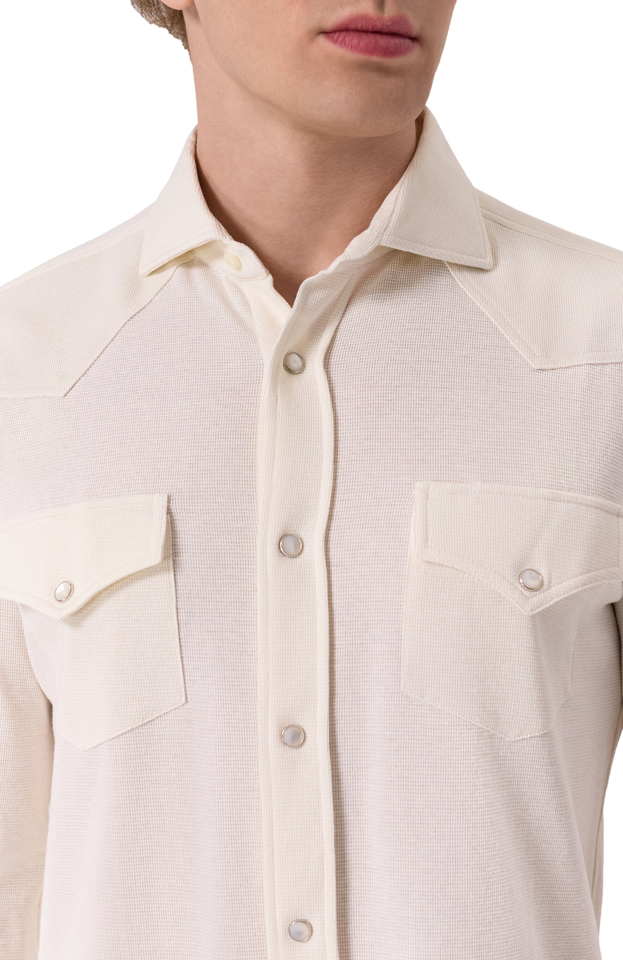 Рубашка из хлопка и шелка BRUNELLO CUCINELLI, арт. MW8666666, фото 5