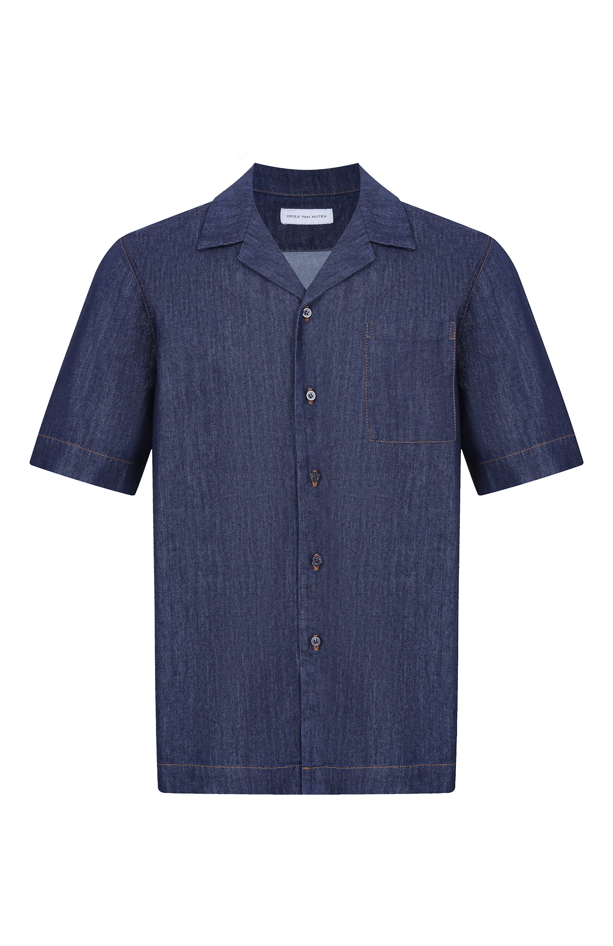 Джинсовая рубашка DRIES VAN NOTEN темно-синего цвета по цене 49950 руб., арт. 020743/3386, фото 1 Джинсовая рубашка DRIES VAN NOTEN, арт. 020743/3386, фото 1