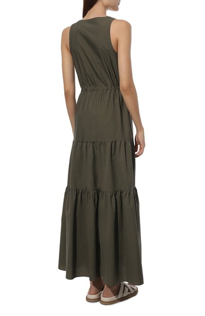 Хлопковое платье BRUNELLO CUCINELLI хаки цвета по цене 325500 руб., арт. M0F79A4915, фото 4 Хлопковое платье BRUNELLO CUCINELLI, арт. M0F79A4915, фото 4