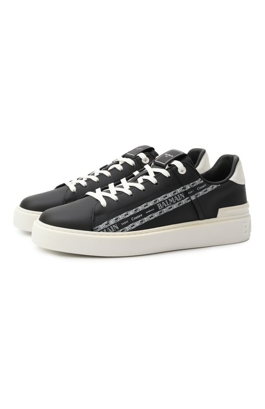 Кожаные кеды B-Court Balmain FM1VI288/LBFC Чёрный FM1VI288/LBFC