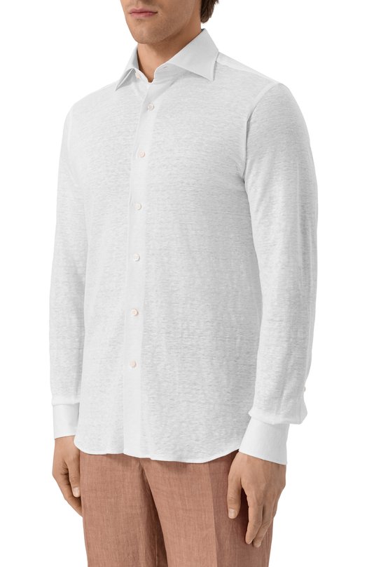 Льняная рубашка MVST SLIM/GABRIELLE/R0UND/800-JERSEY Белый  SLIM/GABRIELLE/R0UND/800-JERSEY Фото 3