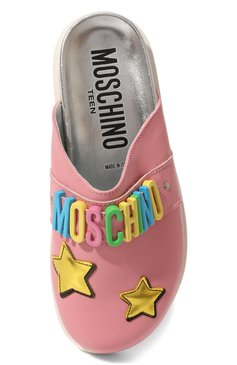 Детский кожаные сабо MOSCHINO розового цвета, арт. 74417/35 | Фото 4 (Материал внутренний: Натуральная кожа; Материал сплава: Проставлено; Нос: Не проставлено; Материал внешний: Натуральная кожа)