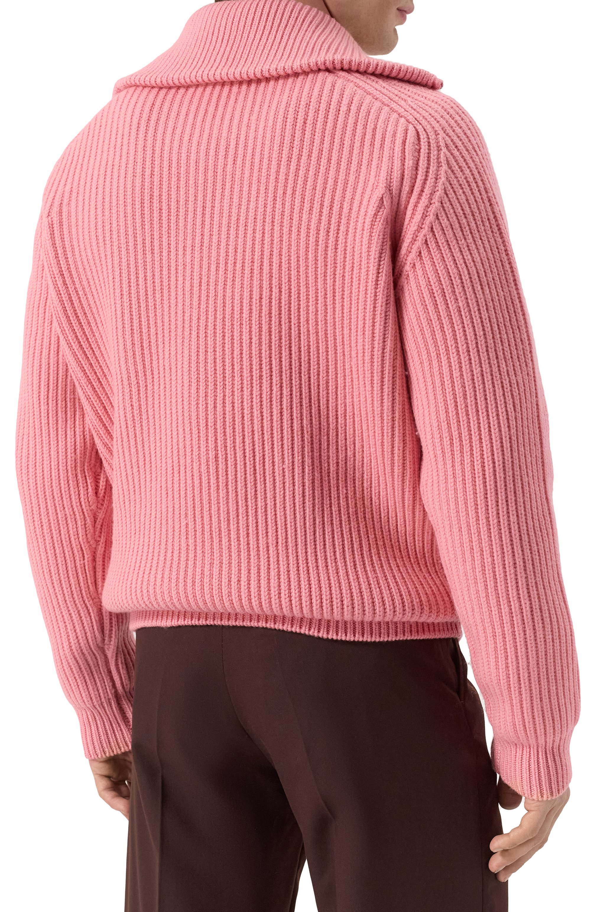 Шерстяной свитер DROLE DE MONSIEUR розового цвета по цене 61550 руб., арт. E-P0151-W0007-PK, фото 4 Шерстяной свитер DROLE DE MONSIEUR, арт. E-P0151-W0007-PK, фото 4