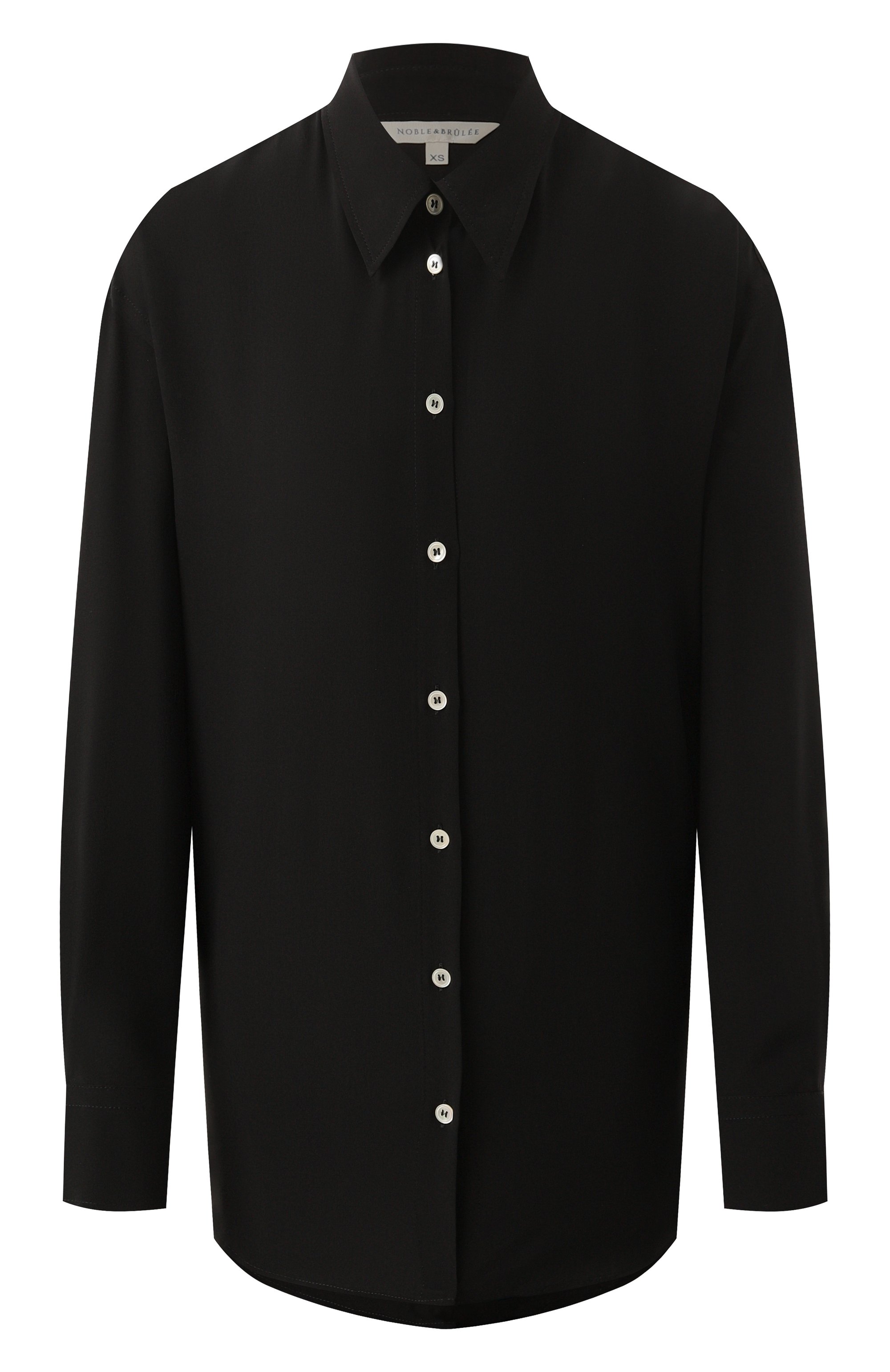 Шелковая рубашка NOBLE&BRULEE черного цвета по цене 76000 руб., арт. NB/001NB/270624/3992, фото 1 Шелковая рубашка NOBLE&BRULEE, арт. NB/001NB/270624/3992, фото 1