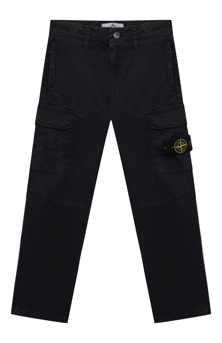 Детские хлопковые брюки-карго STONE ISLAND темно-синего цвета, арт. 801630410/6-8 | Фото 1 (Материал сплава: Проставлено; Нос: Не проставлено; Материал внешний: Хлопок; Случай: Повседневный; Ростовка одежда: 8 лет | 128 см, 6 лет | 116 см)