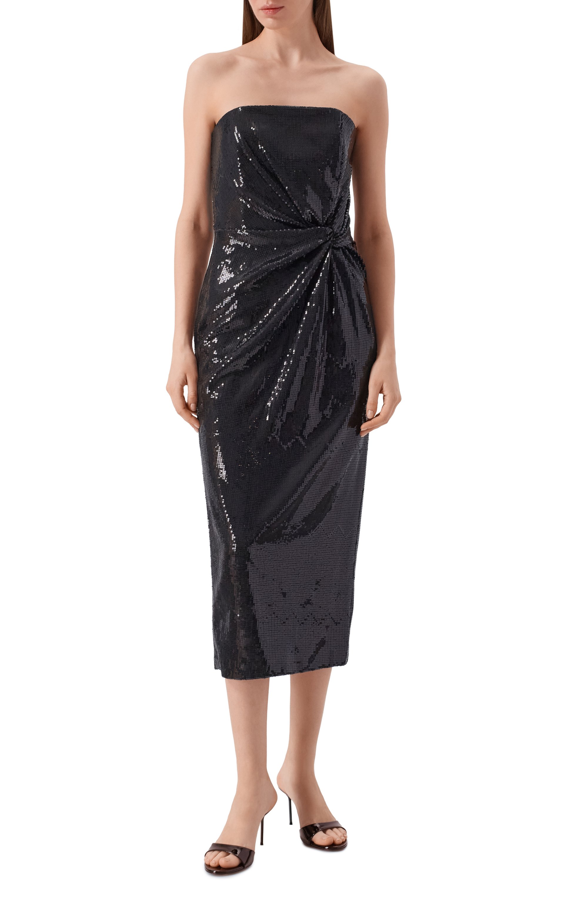 Платье с отделкой пайетками SASHA KIM черного цвета по цене 62500 руб., арт. SK-00001638, фото 2 Платье с отделкой пайетками SASHA KIM, арт. SK-00001638, фото 2