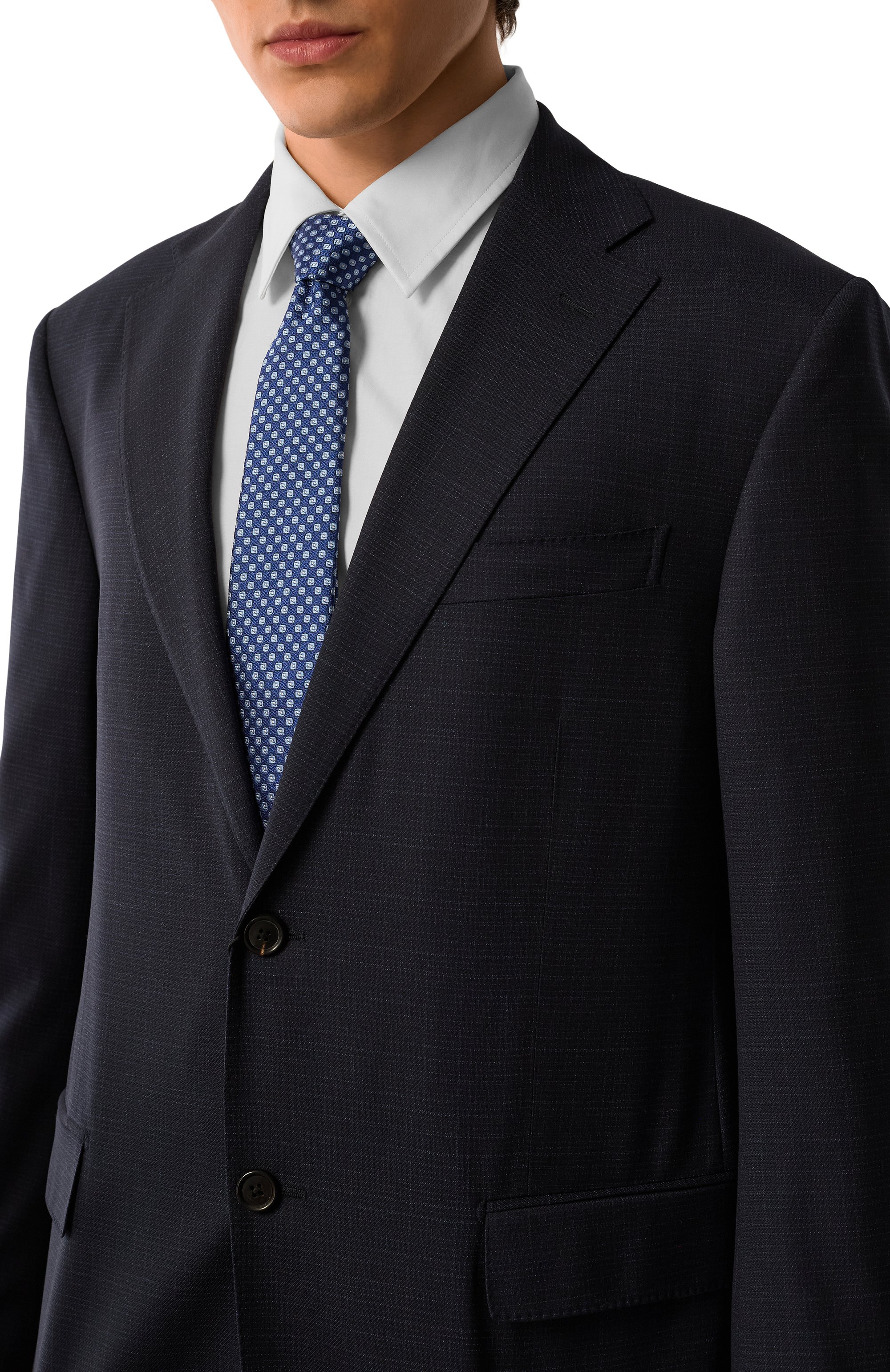 Шелковый галстук GIORGIO ARMANI синего цвета по цене 24250 руб., арт. GM000800/TE13668, фото 2 Шелковый галстук GIORGIO ARMANI, арт. GM000800/TE13668, фото 2