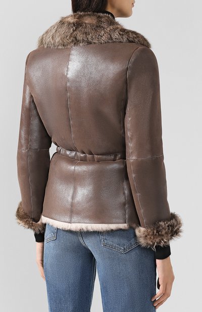 Укороченная дубленка из овчины с поясом GIORGIO ARMANI, арт. 1AG08P/1AP08, фото 4