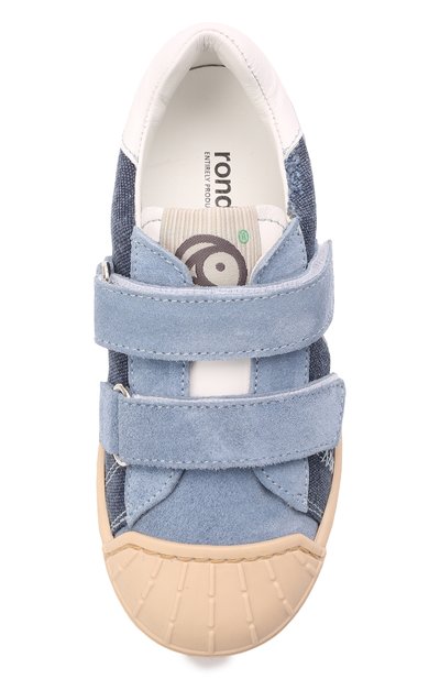 Кеды из кожи и текстиля RONDINELLA синего цвета по цене 16950 руб., арт. 11866-1E/6521/24-27, фото 4 Кеды из кожи и текстиля RONDINELLA, арт. 11866-1E/6521/24-27, фото 4