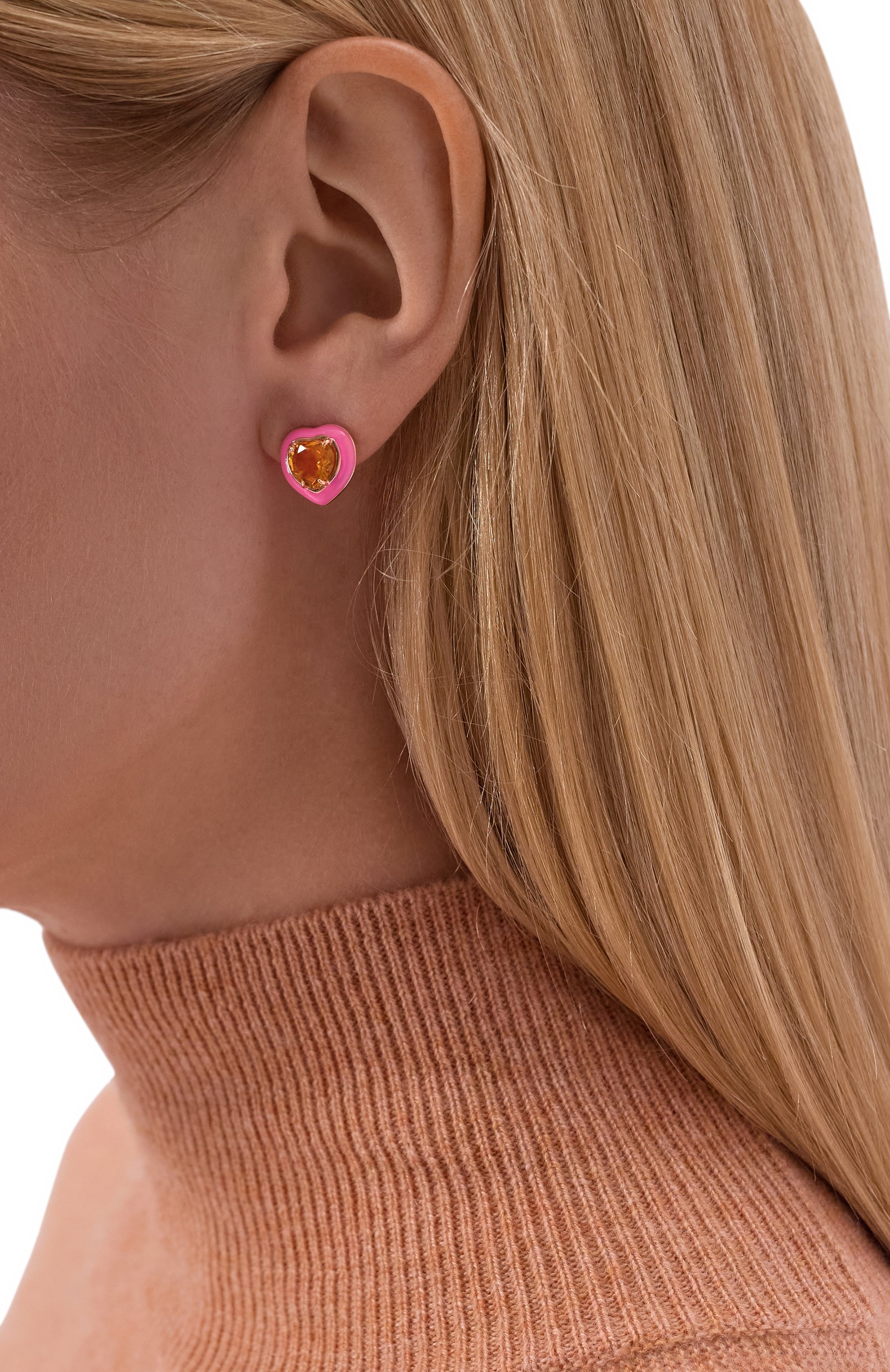 Серьги courage с цитринами MOONKA розового цвета по цене 18900 руб., арт. crg-er-ctr, фото 2 Серьги courage с цитринами MOONKA, арт. crg-er-ctr, фото 2