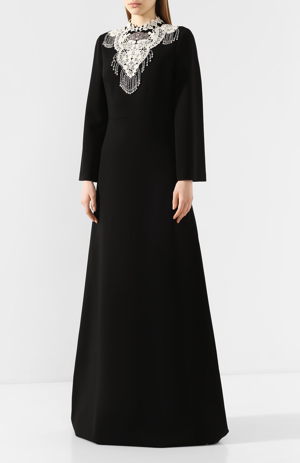 Платье-макси GUCCI черного цвета по цене 424500 руб., арт. 605062/XJB8S, фото 3 Платье-макси GUCCI, арт. 605062/XJB8S, фото 3