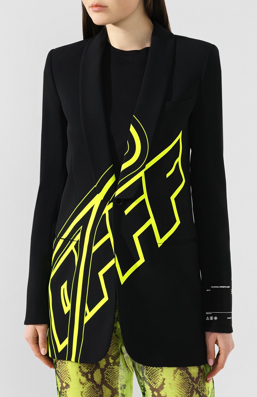 Жакет OFF-WHITE черного цвета по цене 111500 руб., арт. 0WEF029S19D950841062, фото 3 Жакет OFF-WHITE, арт. 0WEF029S19D950841062, фото 3