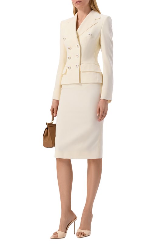 Шерстяная юбка Dolce & Gabbana F4CJGT/FUBGC Кремовый  F4CJGT/FUBGC Фото 2