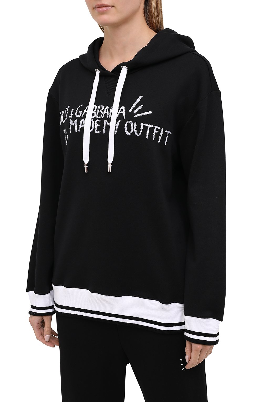Хлопковое худи DOLCE & GABBANA черного цвета по цене 85100 руб., арт. F9I51Z/G7XHX, фото 3 Хлопковое худи DOLCE & GABBANA, арт. F9I51Z/G7XHX, фото 3