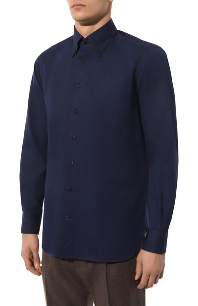 Сорочка из хлопка и кашемира ZILLI, арт. CLAC04ZS01BGTZS00601, фото 3