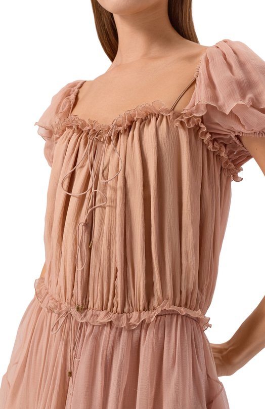 Шелковое платье Chloé CH26SR008001 Бежевый  CH26SR008001 Фото 4