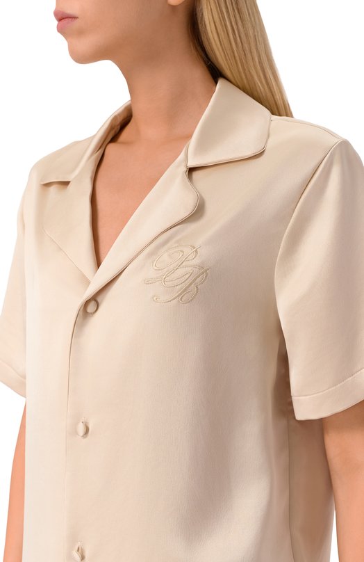 Атласная рубашка Balmain CH0HN085/XI63 Бежевый  CH0HN085/XI63 Фото 5