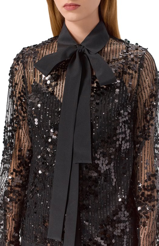 Блузка с отделкой пайетками Elie Saab SH127NP25/PA010 Чёрный  SH127NP25/PA010 Фото 5