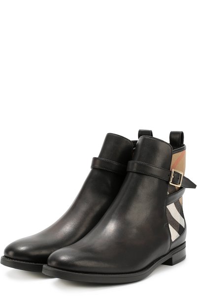 Кожаные челси с вставкой в клетку house check BURBERRY, арт. 3905881, фото 2