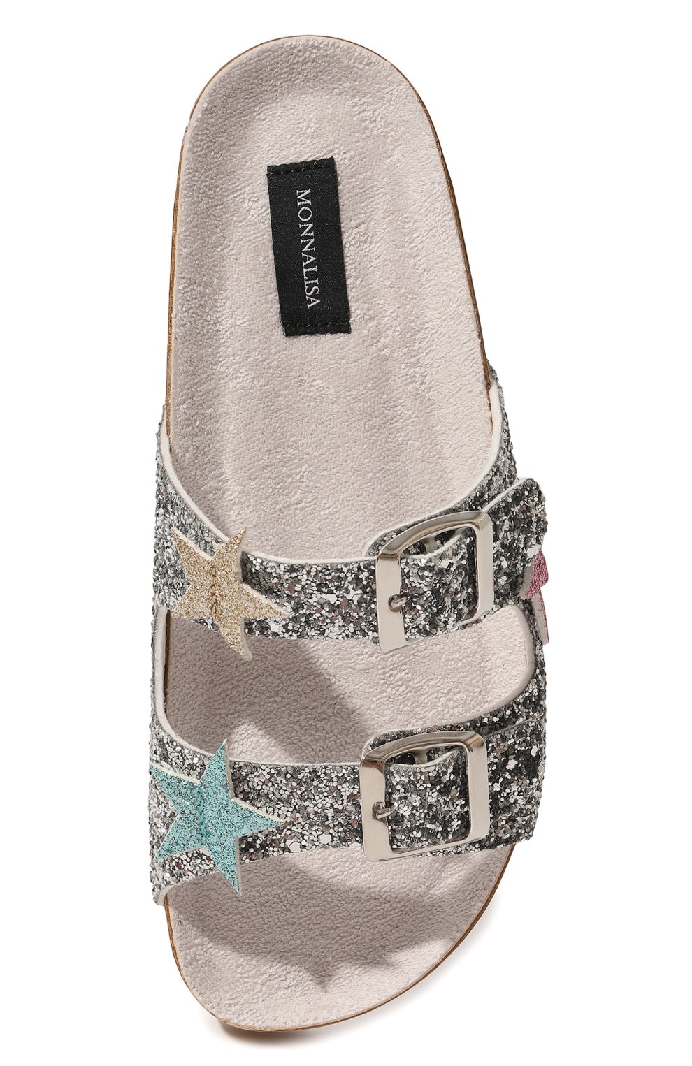 Шлепанцы MONNALISA серебряного цвета по цене 12650 руб., арт. 87A015, фото 4 Шлепанцы MONNALISA, арт. 87A015, фото 4