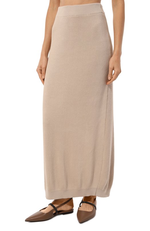 Хлопковая юбка Brunello Cucinelli M1919B1307 Бежевый  M1919B1307 Фото 3