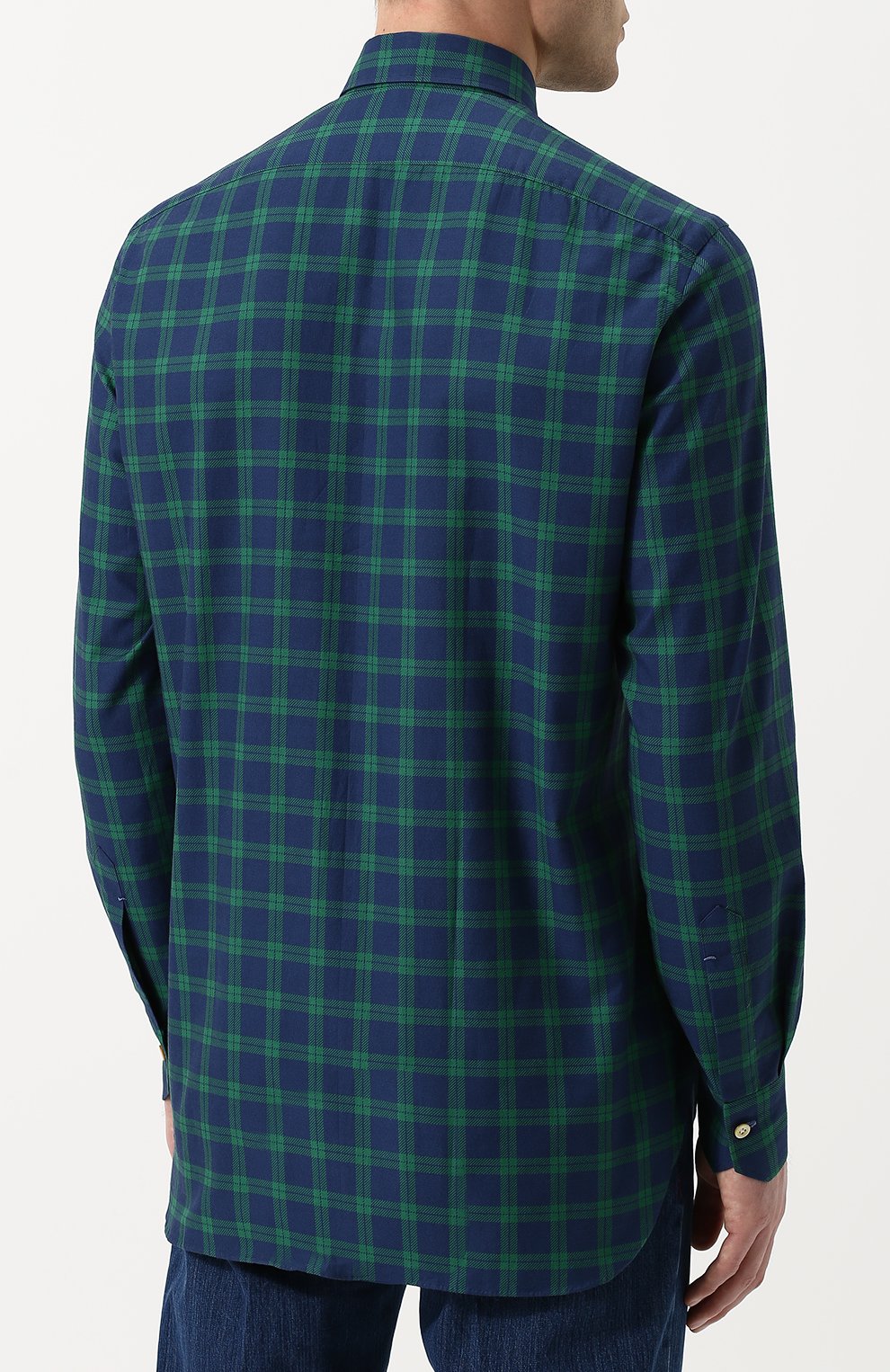 Хлопковая рубашка в клетку KITON, арт. UCIH0610604000, фото 4