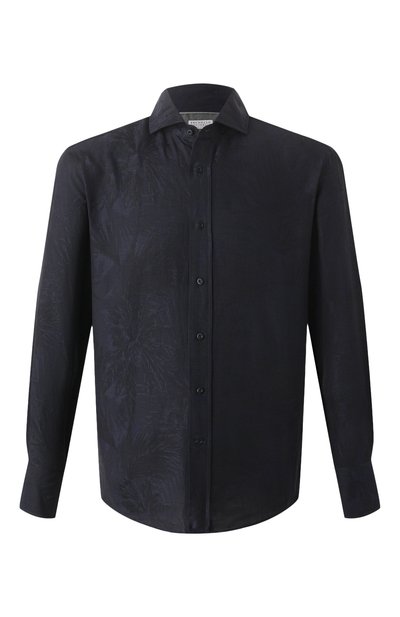 Мужская рубашка из хлопка и льна BRUNELLO CUCINELLI, арт. MM6631718P