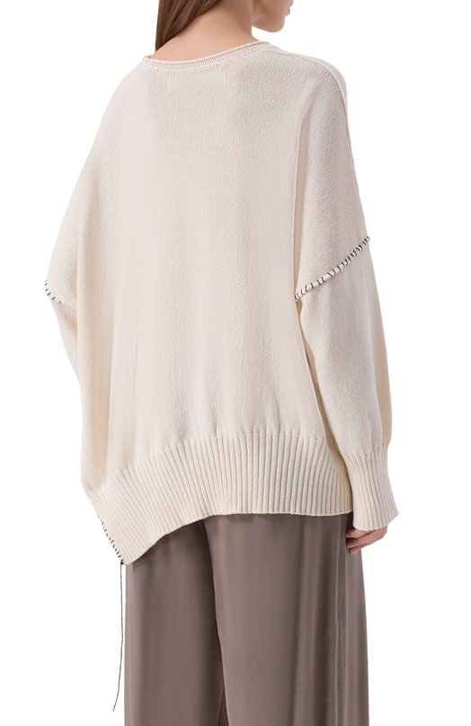 Пуловер из лиоцелла и хлопка Isabel Benenato DK410S26 Кремовый  DK410S26 Фото 4