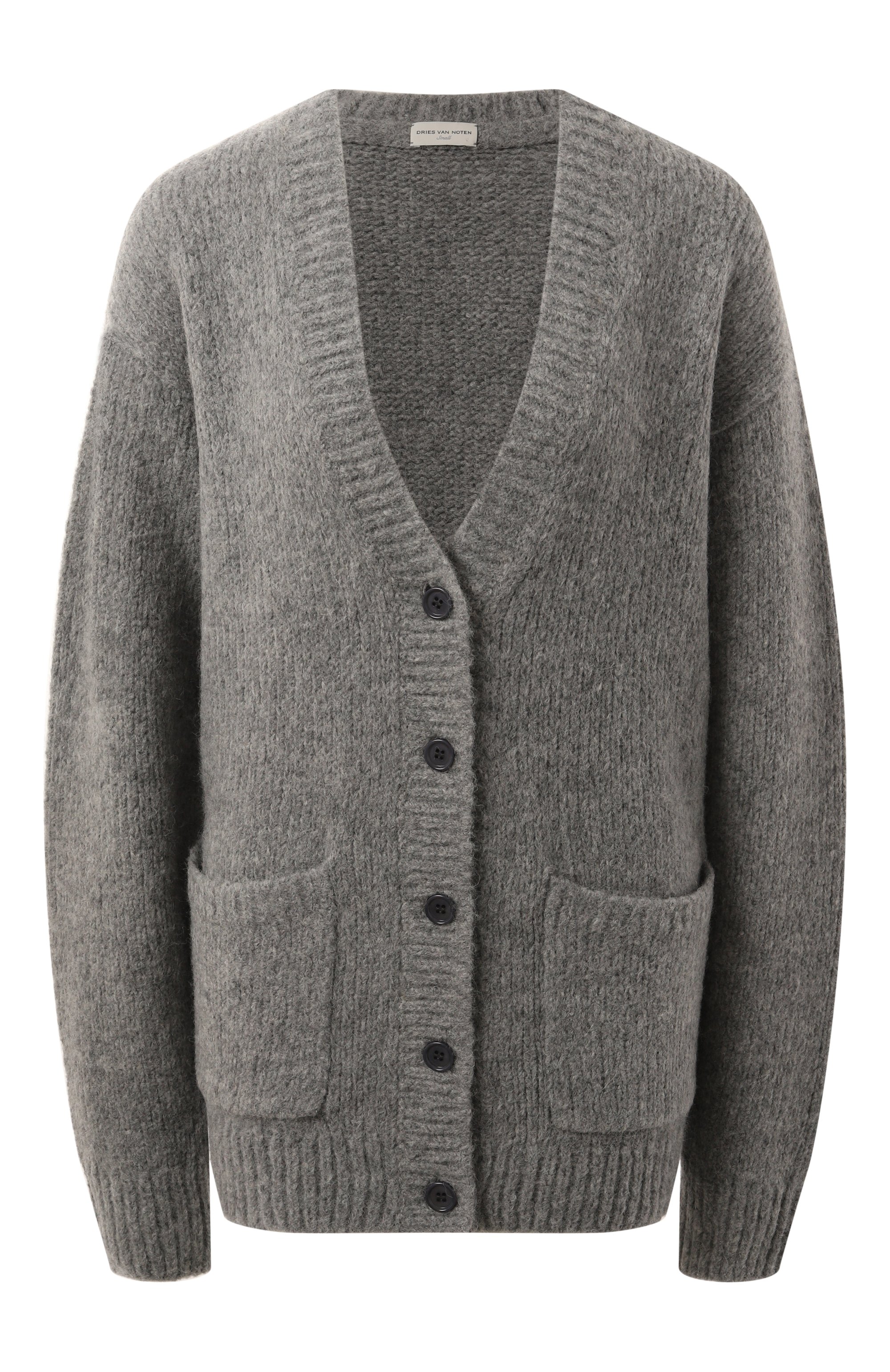 Шерстяной кардиган DRIES VAN NOTEN серого цвета по цене 99500 руб., арт. 242-011219-9709, фото 1 Шерстяной кардиган DRIES VAN NOTEN, арт. 242-011219-9709, фото 1