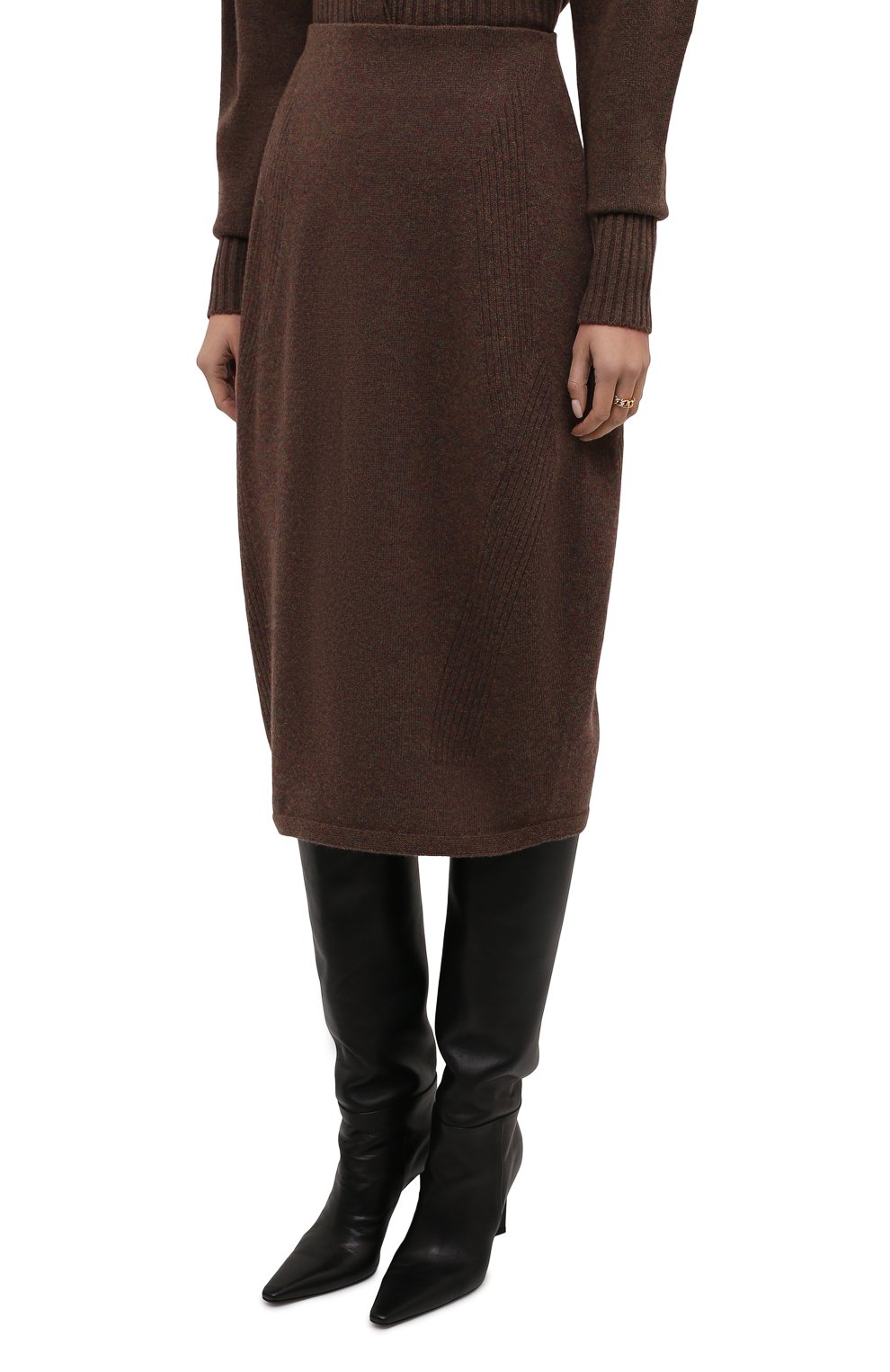 Юбка из шерсти и кашемира LOW CLASSIC коричневого цвета по цене 34250 руб., арт. L0W21FW_KN06BR, фото 3 Юбка из шерсти и кашемира LOW CLASSIC, арт. L0W21FW_KN06BR, фото 3