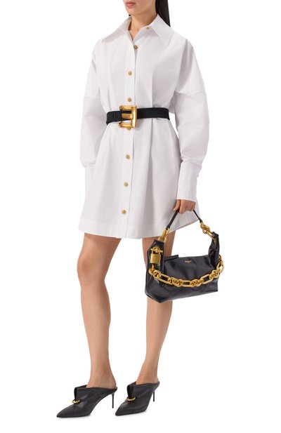 Хлопковое платье-рубашка BALMAIN белого цвета по цене 196500 руб., арт. GF1R9412/CB09, фото 2 Хлопковое платье-рубашка BALMAIN, арт. GF1R9412/CB09, фото 2