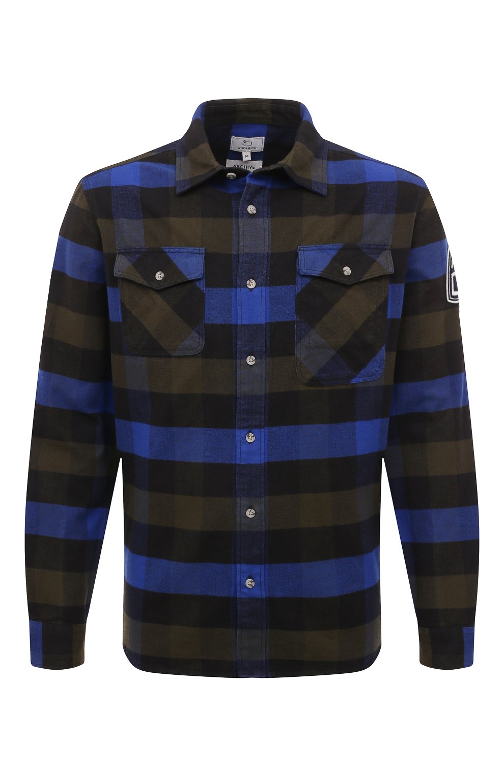 Хлопковая рубашка WOOLRICH темно-синего цвета по цене 24650 руб., арт. CFW0SI0108MRUT3452, фото 1 Хлопковая рубашка WOOLRICH, арт. CFW0SI0108MRUT3452, фото 1