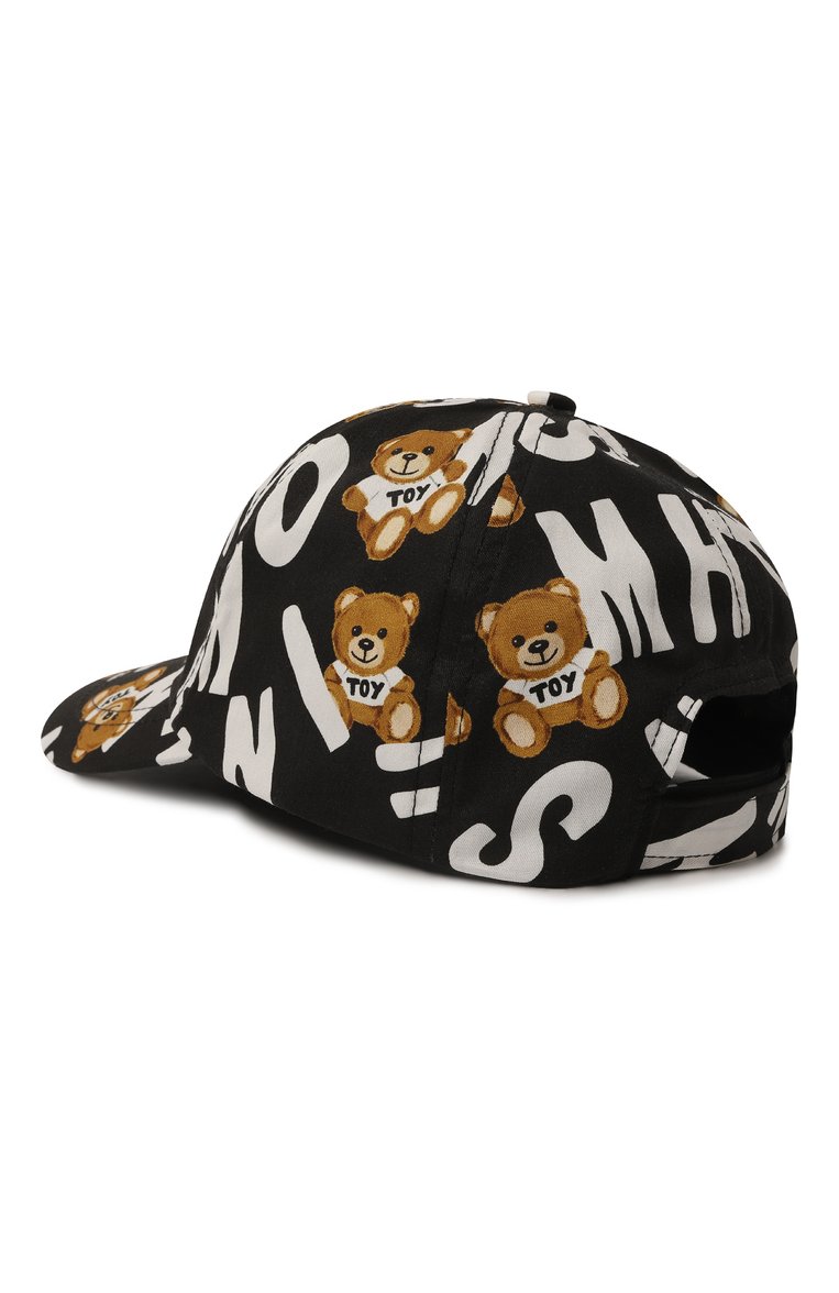 Детская хлопковая бейсболка MOSCHINO черного цвета, арт. H0X01N/L0B10/56 | Фото 2 (Материал: Хлопок, Текстиль; Нос: Не проставлено; Материал сплава: Проставлено)