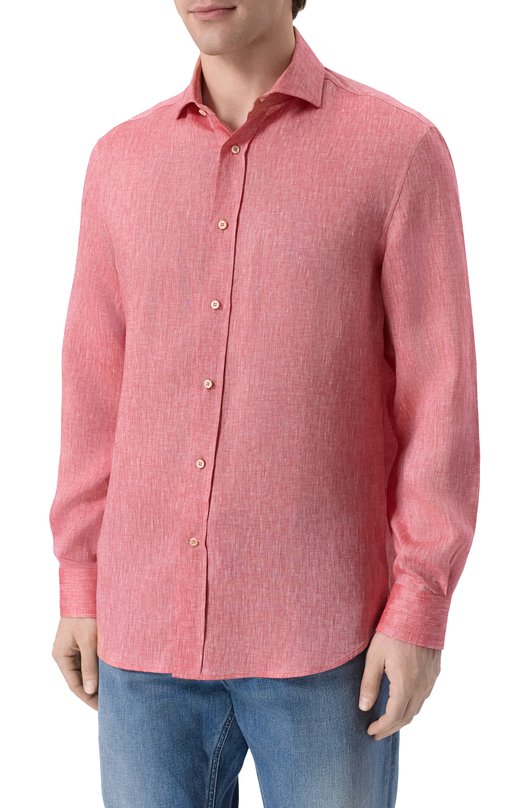 Льняная рубашка Brunello Cucinelli MM6840627 Розовый  MM6840627 Фото 3